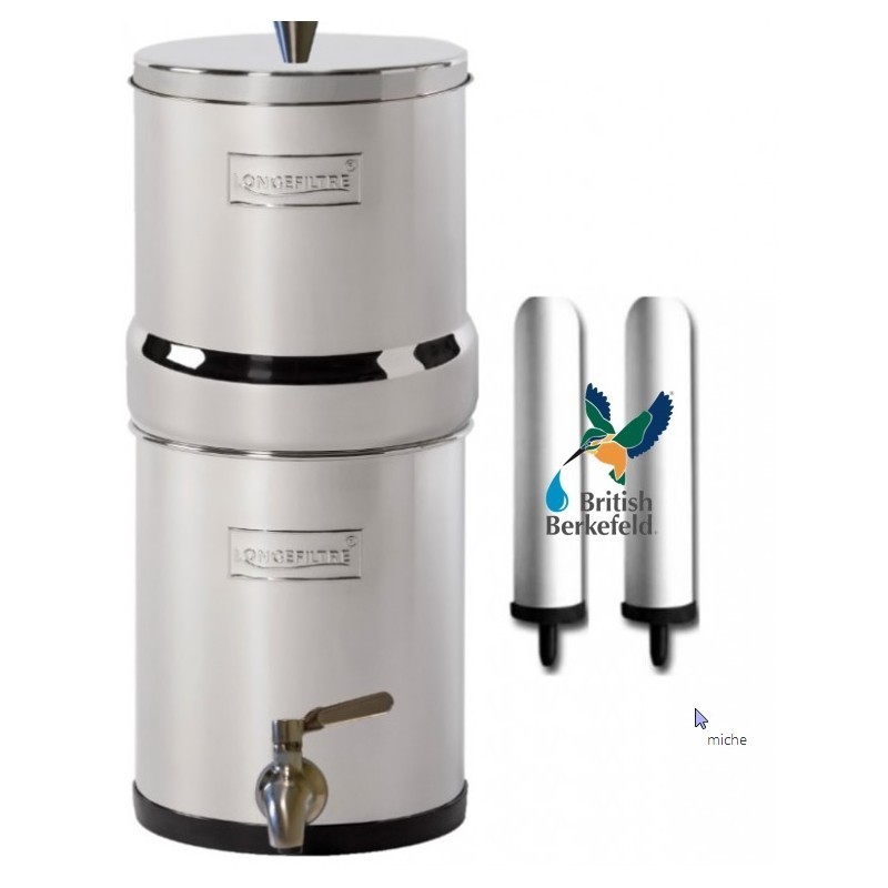 LONGEFILTRE Maxinox – Filtration gravitaire inox 7,8 L avec 2 filtres Ultrasterasyl©