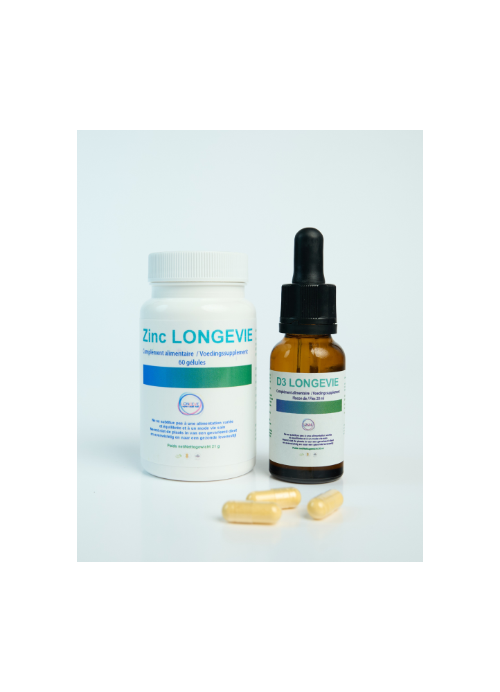 Pack Vitamine D3 & Zinc Longévie – défenses immunitaires renforcées et santé osseuse