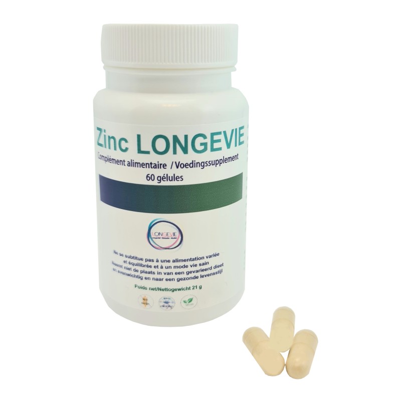 ZINC LONGEVIE - Pot de 60 gélules -